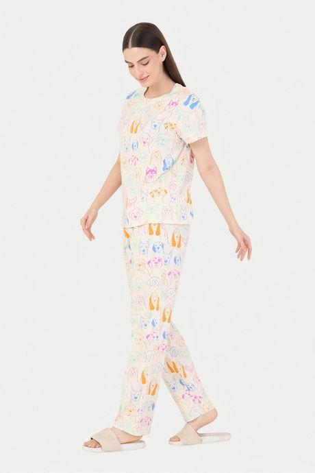 Sweet Dreams Animal Printed Pyjama Set - Swan White — image 5